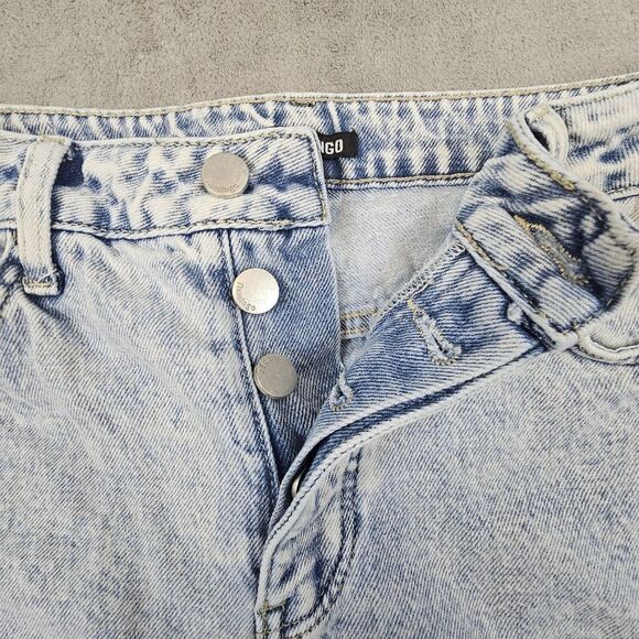 Flamingo Jeans M 28x32 Acid Wash Distressed Destroyed Flared Button Fly Grunge - Picture 5 of 14